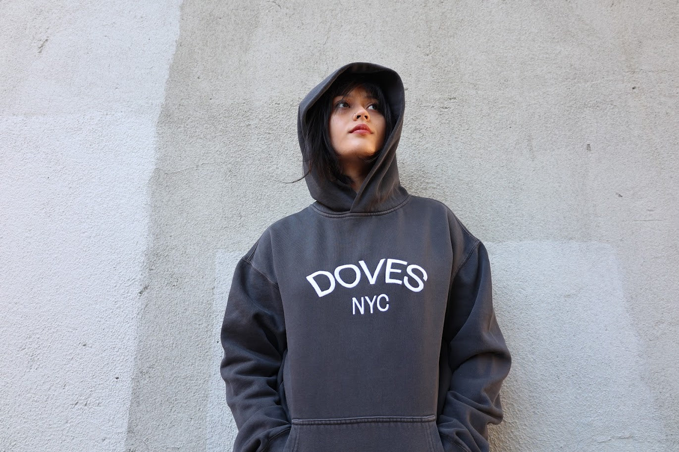 Doves NYC Relaxed Faded Black Hoodie