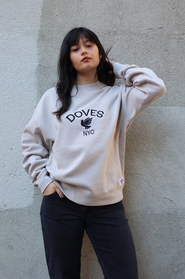 Doves NYC Relaxed Faded Bone Crewneck