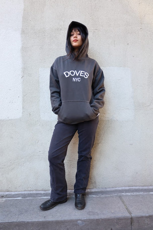 Doves NYC Relaxed Faded Black Hoodie
