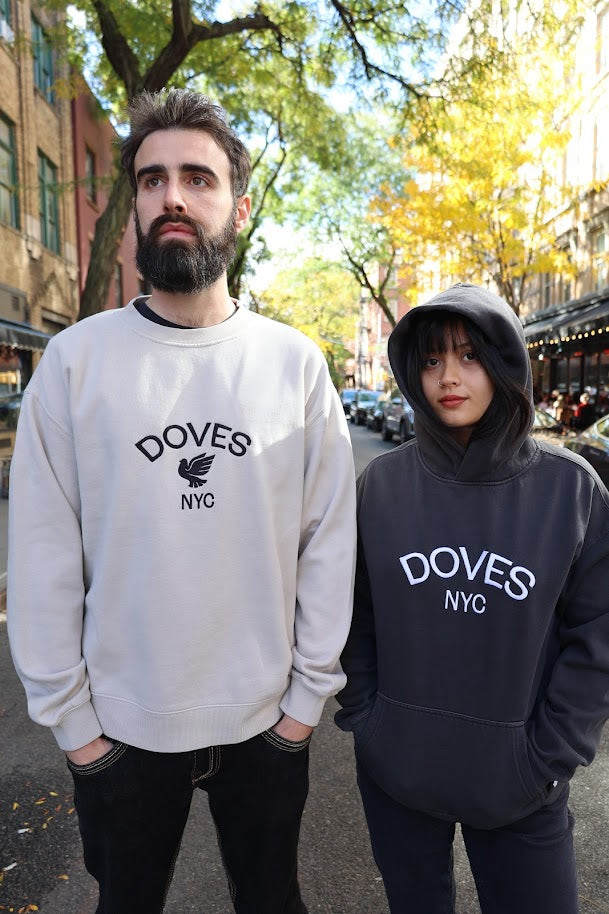Doves NYC Relaxed Faded Bone Crewneck