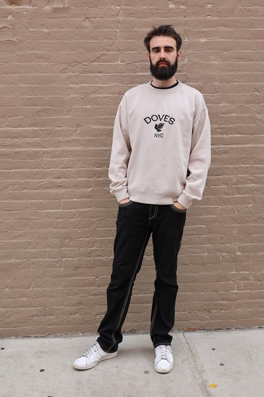 Doves NYC Relaxed Faded Bone Crewneck