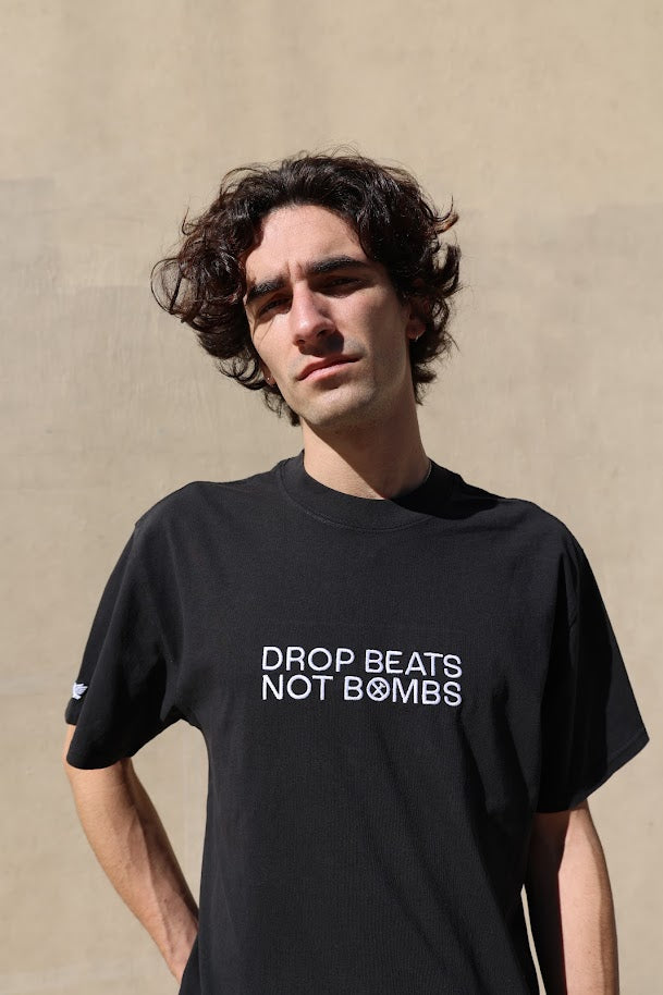 Drop Beats Not Bombs Heavy Faded Black T-Shirt