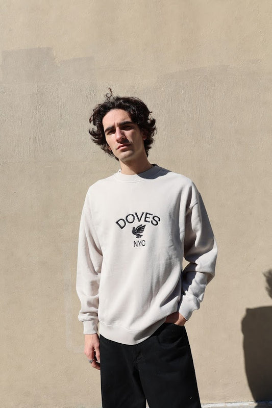 Doves NYC Relaxed Faded Bone Crewneck